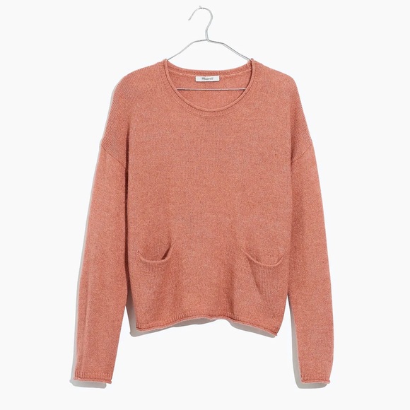 Madewell Womens Chelsea Pocket Pullover Sweater Boxy Small Alpaca Blend Salmon - Picture 10 of 11